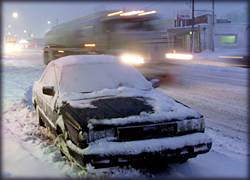 snow bound car