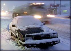 snow bound car