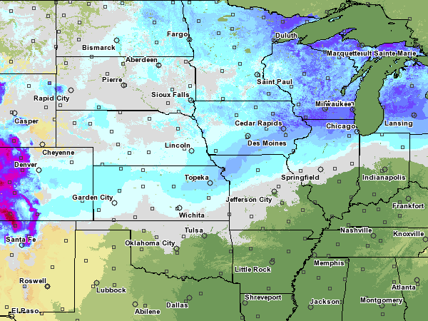 Map of Modeled Snow Depth (Hourly)